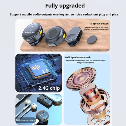 TIGO Q8 Magnetic Wireless Lavalier Microphone w/ USB-C connector & One-to-Two Charging Case