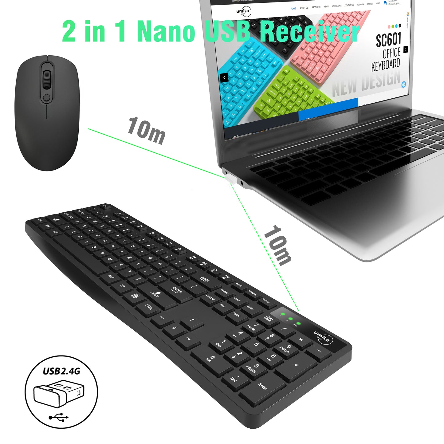 TIGO Universal Silent Wireless Keyboard & Mouse Combo