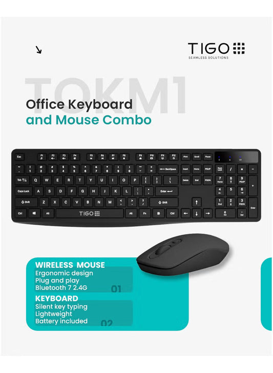 TIGO Universal Silent Wireless Keyboard & Mouse Combo