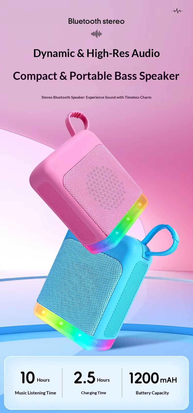 TIGO R-01 Mini Retro RGB LED 5W Bluetooth Speaker with micro SD Card &amp; U Disk slot