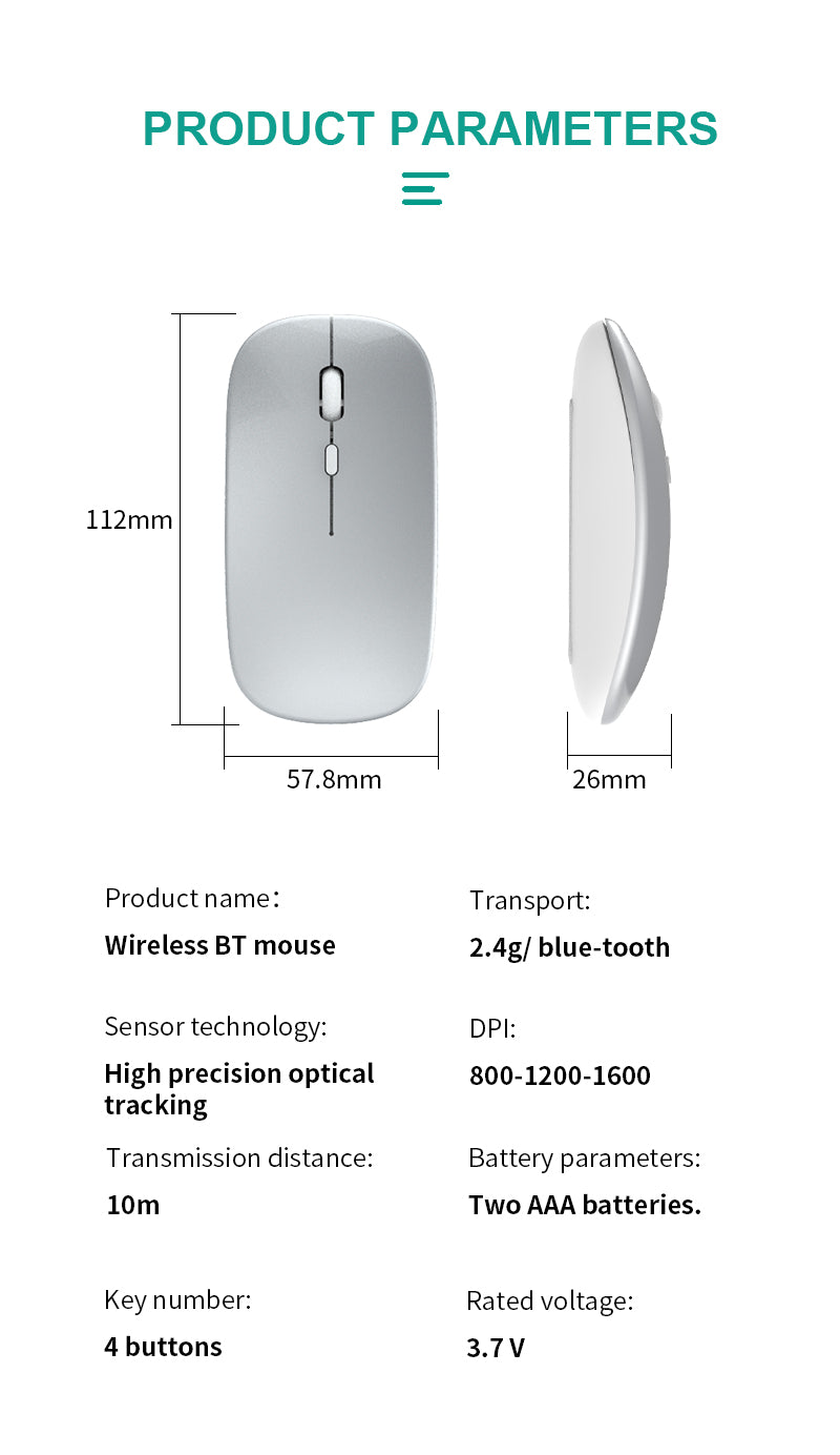 TIGO Wireless Mouse with Bluetooth & 2.4GHz Connector