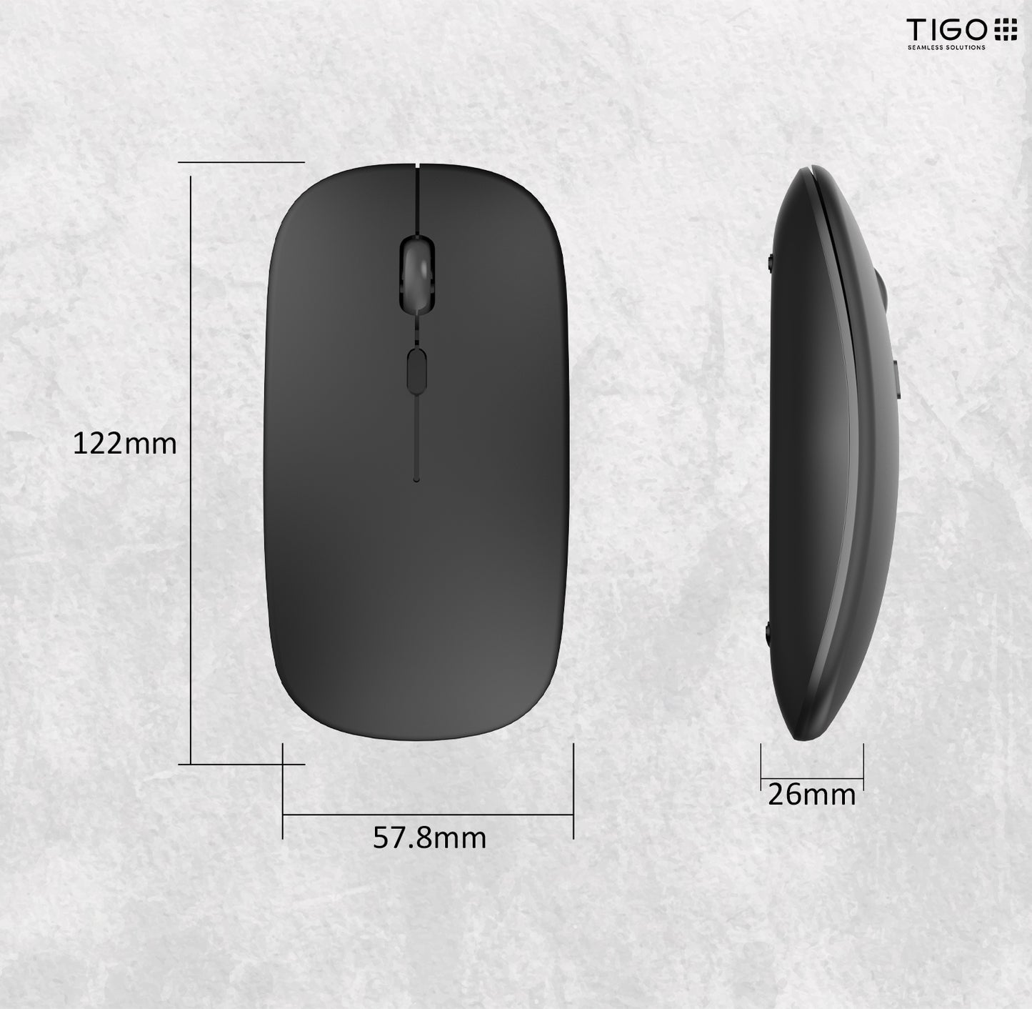 TIGO Wireless Mouse with Bluetooth & 2.4GHz Connector