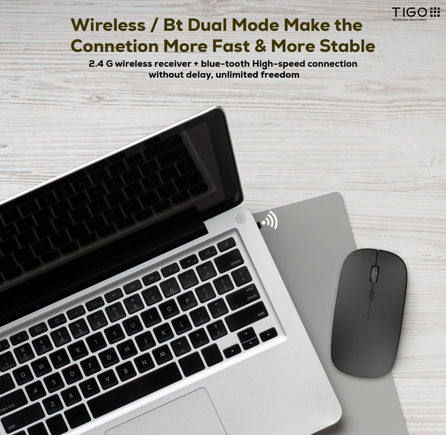 TIGO Wireless Mouse with Bluetooth & 2.4GHz Connector