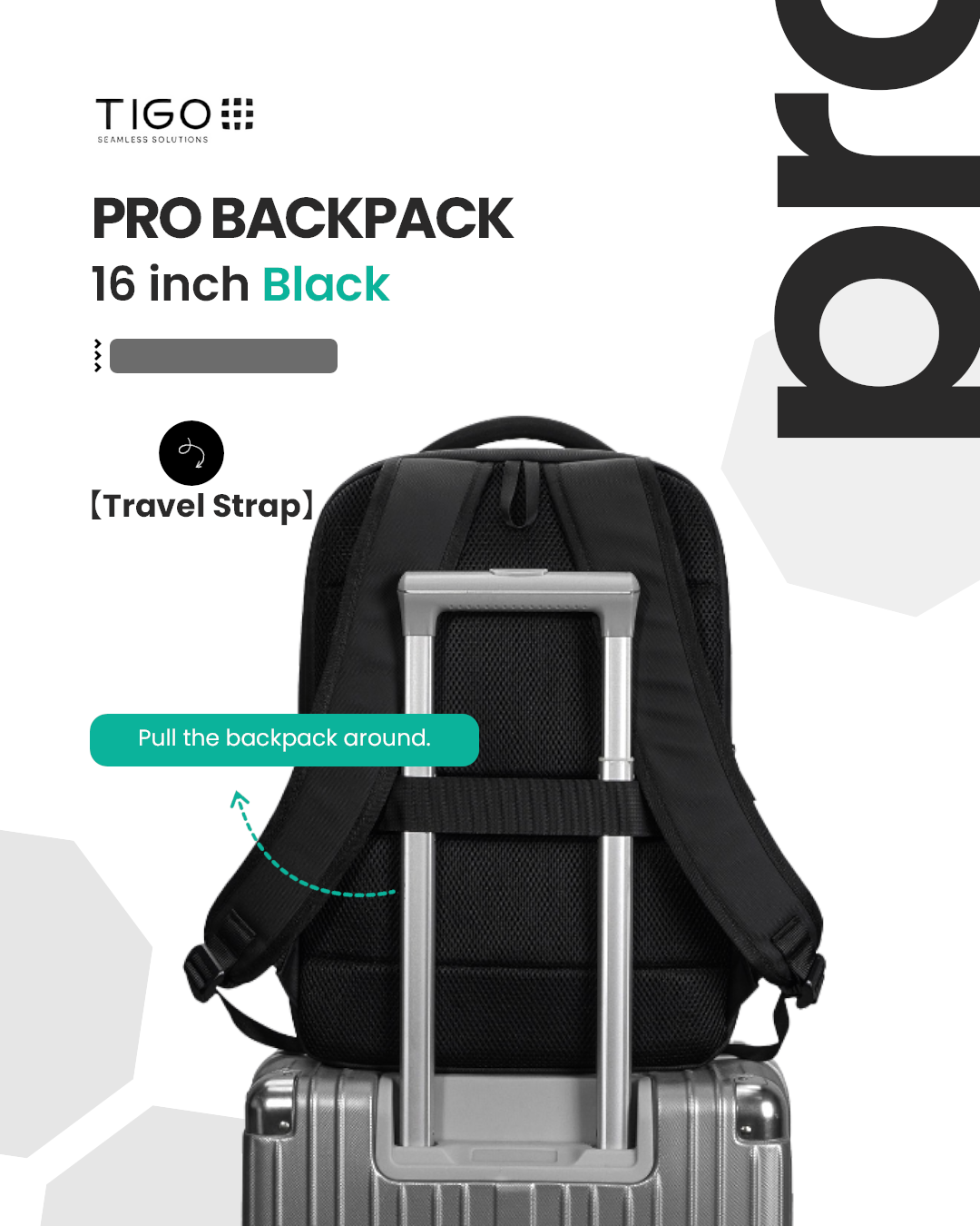 TIGO 16 inch Waterproof Unisex Travel Backpack with USB Charging Port