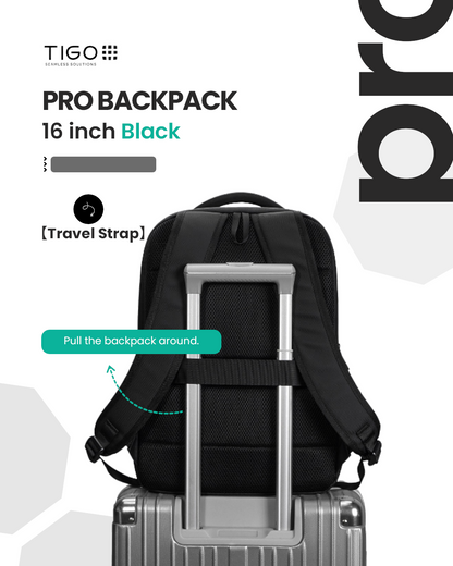 TIGO 16 inch Waterproof Unisex Travel Backpack with USB Charging Port