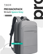 TIGO 16 inch Waterproof Unisex Travel Backpack with USB Charging Port