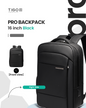 TIGO 16 inch Waterproof Unisex Travel Backpack with USB Charging Port