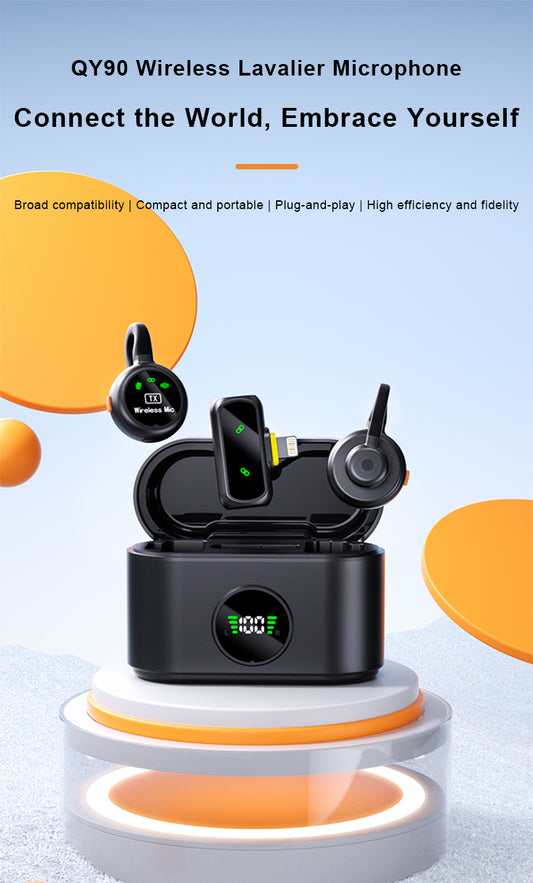 TIGO QY90 Wireless Lavalier Lapel Studio Vlog, Video, Recording & interview Microphone Type C Hands-Free with lightning adapter