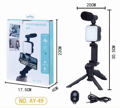 TIGO AY-49 Handheld Desktop Selfie & Live Streaming Photographic Mobile Phone Stand w/ Lighting & Beauty Leg Holder Set