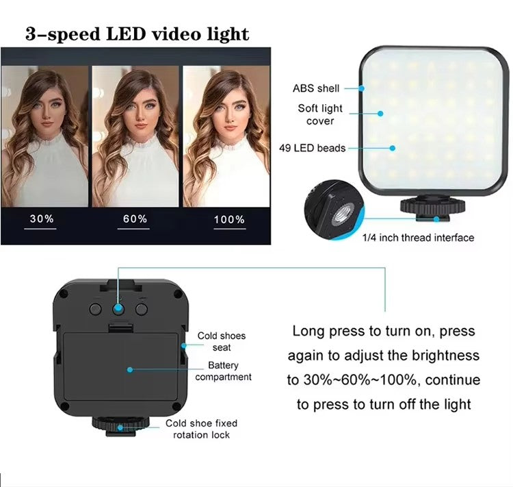 TIGO AY-49 Handheld Desktop Selfie & Live Streaming Photographic Mobile Phone Stand w/ Lighting & Beauty Leg Holder Set