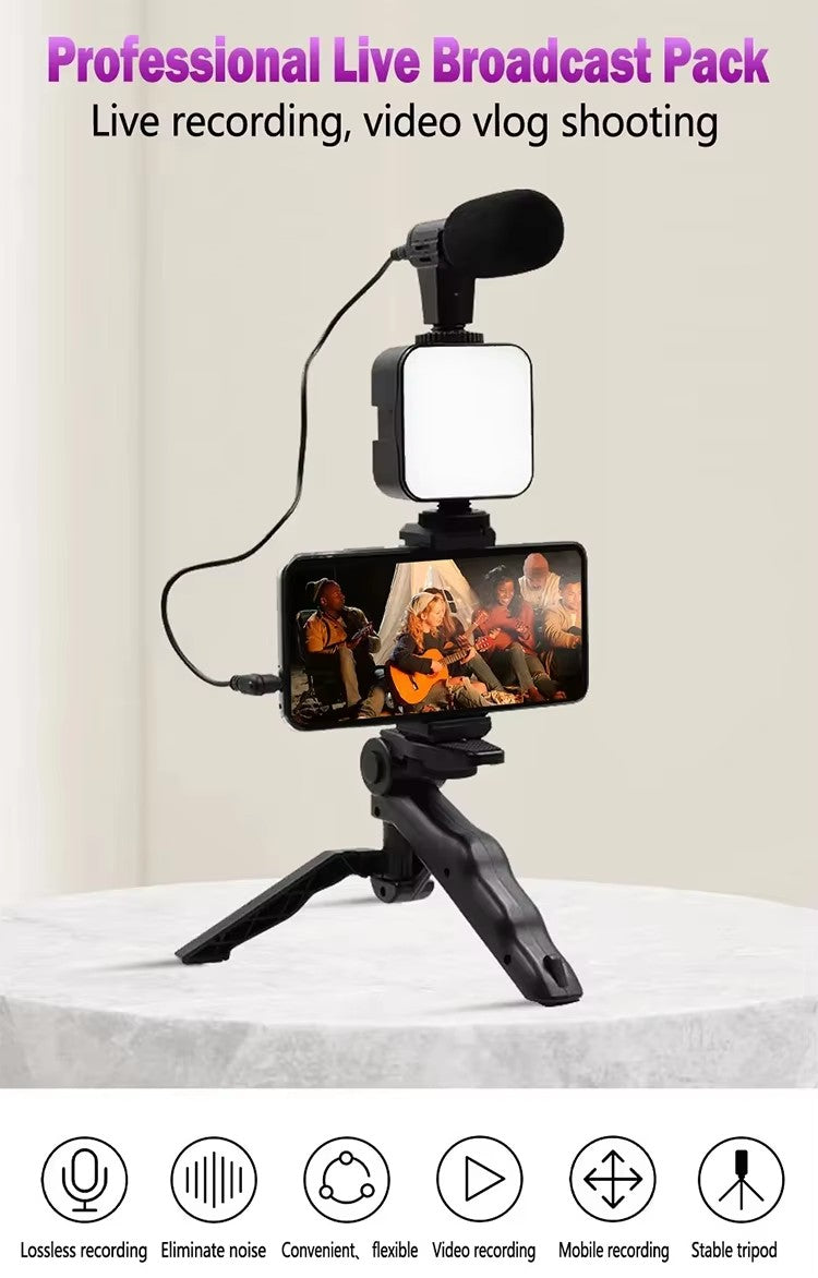 TIGO AY-49 Handheld Desktop Selfie & Live Streaming Photographic Mobile Phone Stand w/ Lighting & Beauty Leg Holder Set