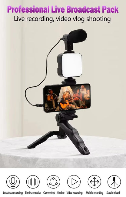 TIGO AY-49 Handheld Desktop Selfie & Live Streaming Photographic Mobile Phone Stand w/ Lighting & Beauty Leg Holder Set