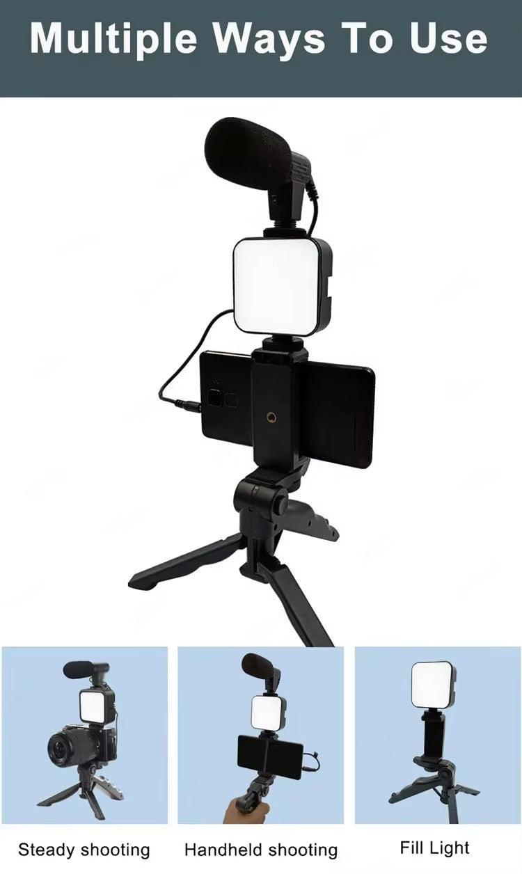 TIGO AY-49 Handheld Desktop Selfie & Live Streaming Photographic Mobile Phone Stand w/ Lighting & Beauty Leg Holder Set